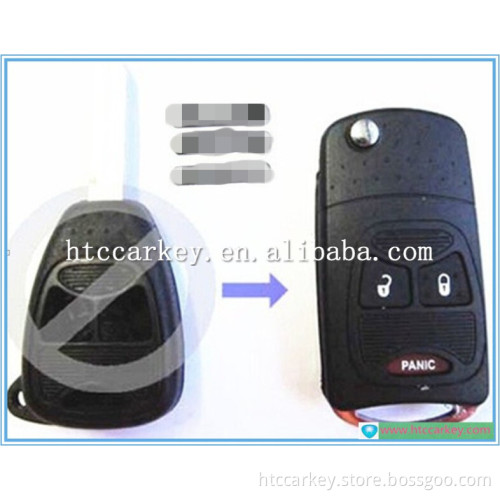 Top quality car key shell for Chrysler 2+1 Button Modified Flip Remote Key Shell with Battery Holder